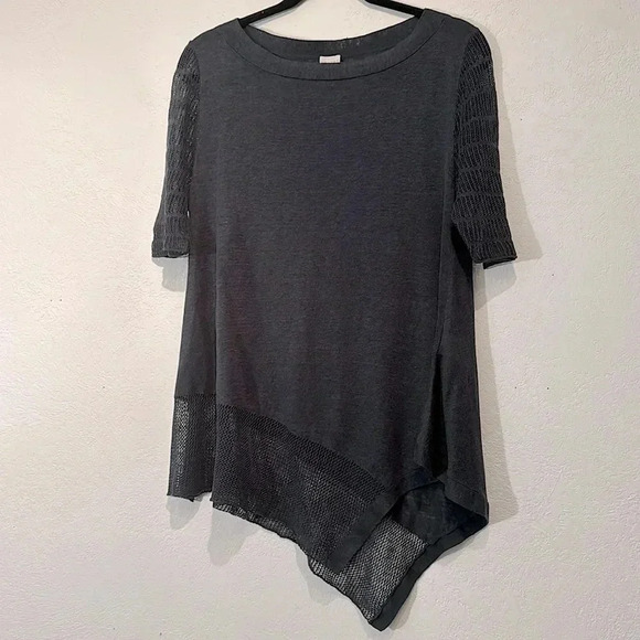 Poetry Linen Navy Blue Asymmetrical Hem Tunic size 6 - Picture 1 of 6